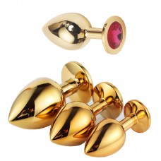 Medium Gold Stainless Steel Anal Sex Toy Anal Plug